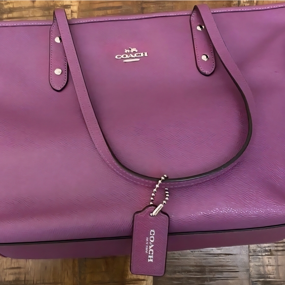 Coach Leather Tote Silver Mauve - Picture 3 of 15